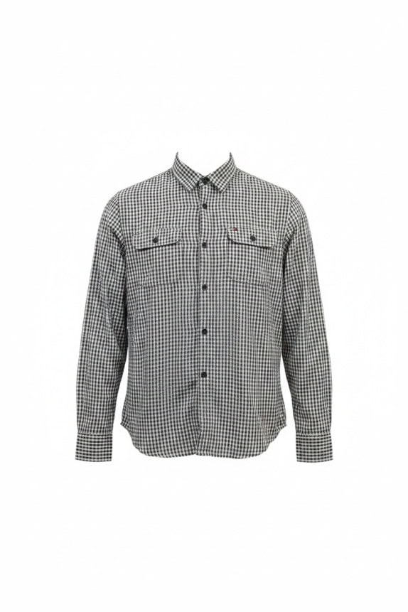 HILFIGER DENIM ΠΟΥΚΑΜΙΣΟ ΚΑΡΟ REGULAR FIT ΓΚΡΙ ΑΝΤΡΙΚΟ PRE OWNED S