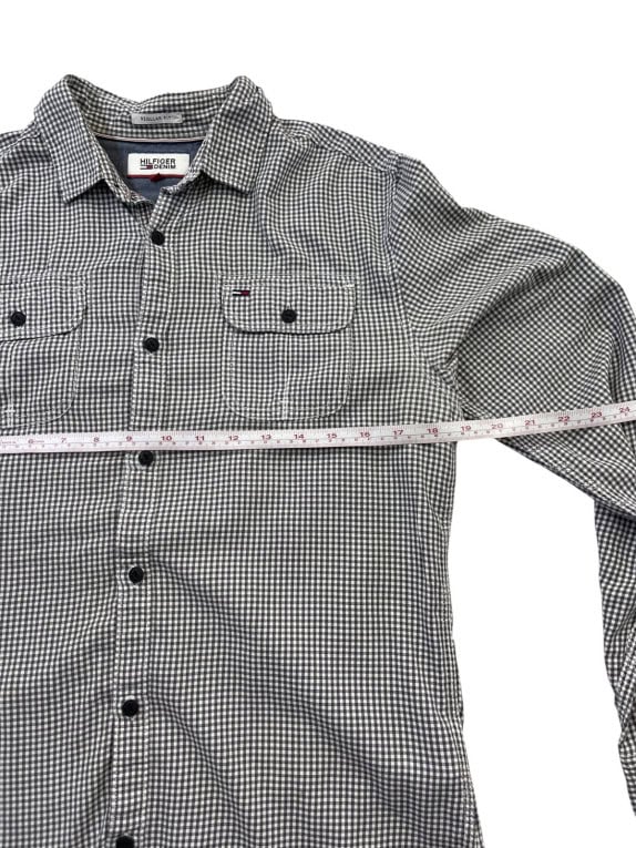 HILFIGER DENIM ΠΟΥΚΑΜΙΣΟ ΚΑΡΟ REGULAR FIT ΓΚΡΙ ΑΝΤΡΙΚΟ PRE OWNED S