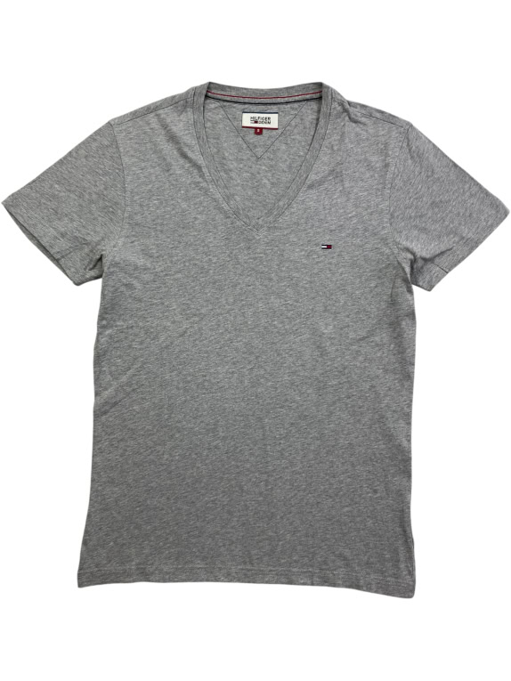 HILFIGER DENIM T-SHIRT V-NECK ΜΕ ΛΟΓΟΤΥΠΟ ΓΚΡΙ ΑΝΔΡΙΚΟ S