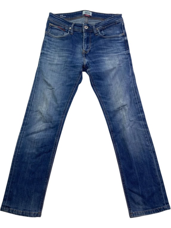HILFIGER DENIM JEANS SLIM WASHED BLUE MEN PRE OWNED S
