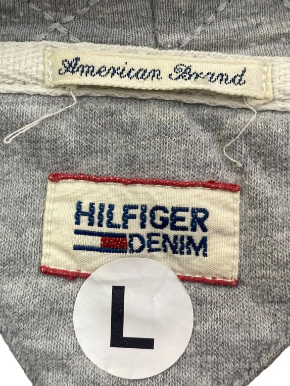 HILFIGER DENIM ZIP HOODIE SPORTSWEAR GRAPHIC ΓΚΡΙ ΑΝΤΡΙΚΟ PRE OWNED L