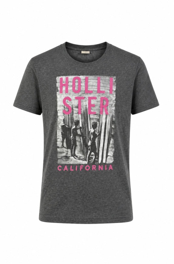 HOLISTER GRAPHIC TEE RETRO CHARCOAL MEN PRE OWNED S