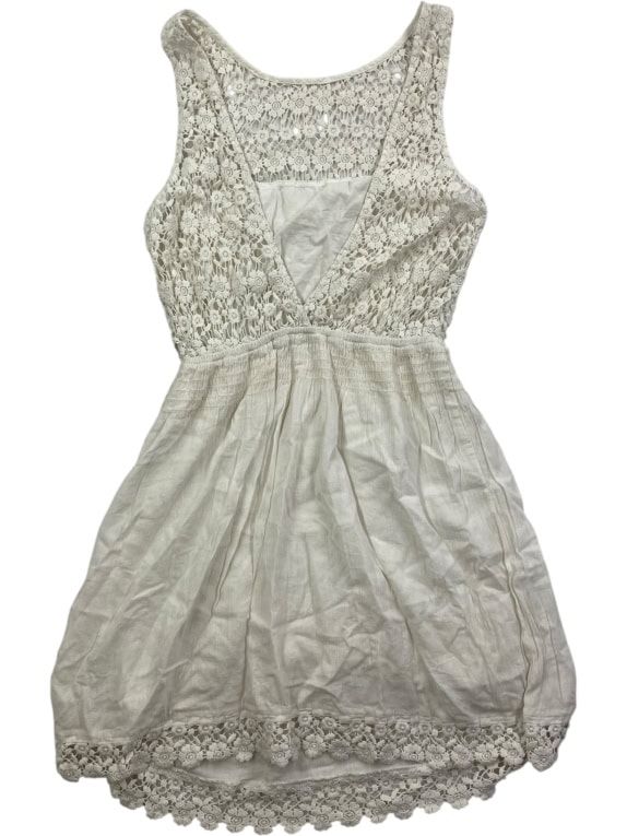 Hollister Αμάνικο Φόρεμα Boho Δαντέλα Λευκό Γυναικείο XS