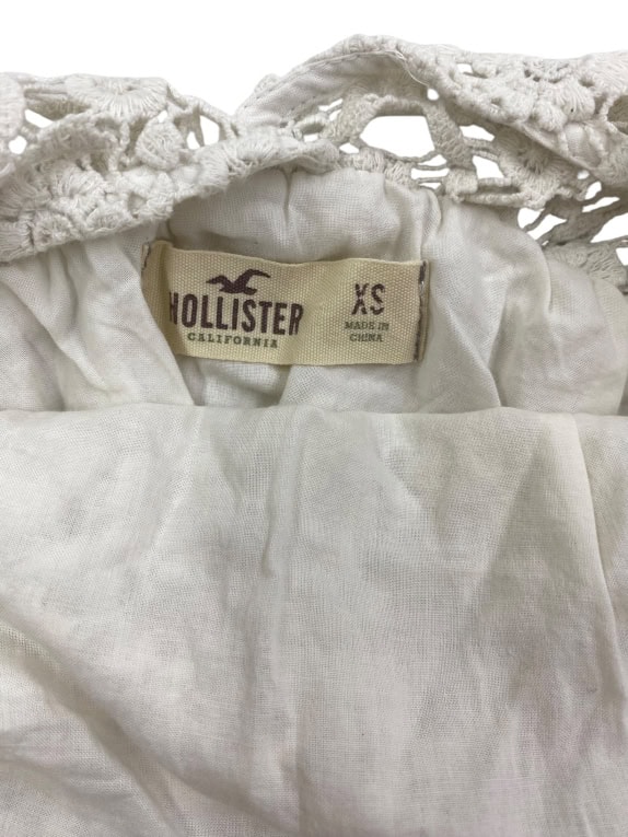 Hollister Αμάνικο Φόρεμα Boho Δαντέλα Λευκό Γυναικείο XS