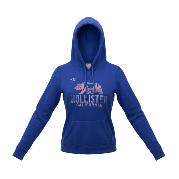 Hollister Hoodie Sweatshirt Casual Logo Print Blue Women’s S