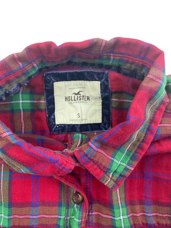 Hollister Καρό Πουκάμισο Casual Λογότυπο Κόκκινο Unisex S