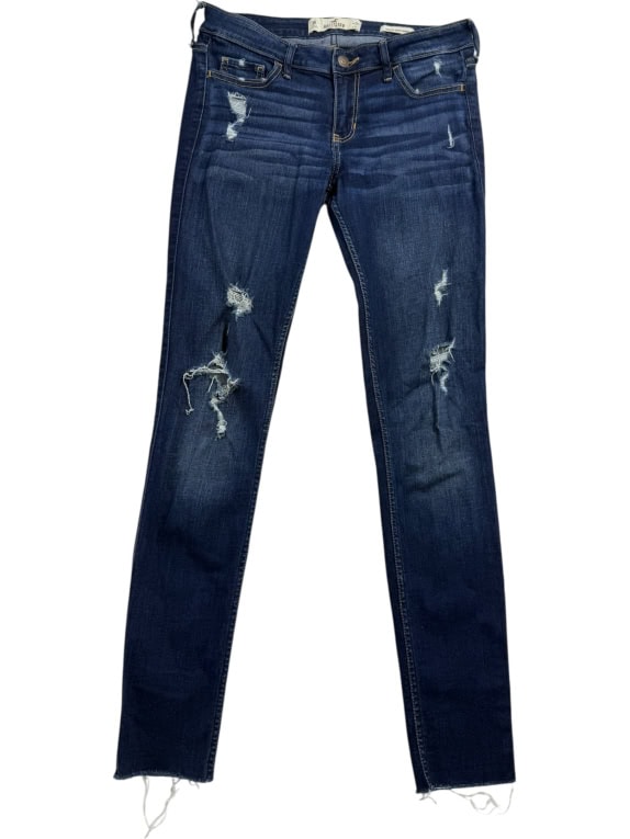 HOLLISTER Τζιν Παντελόνι DISTRESSED Low Rise Super Skinny Μπλε Γυναικείο S