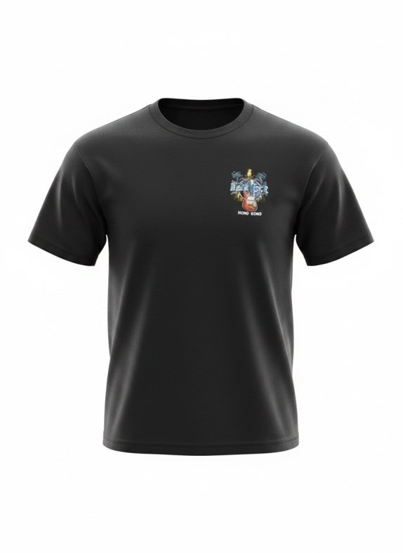 HONG KONG T SHIRT GRAFICA MINIMAL NERA UNISEX PRE OWNED