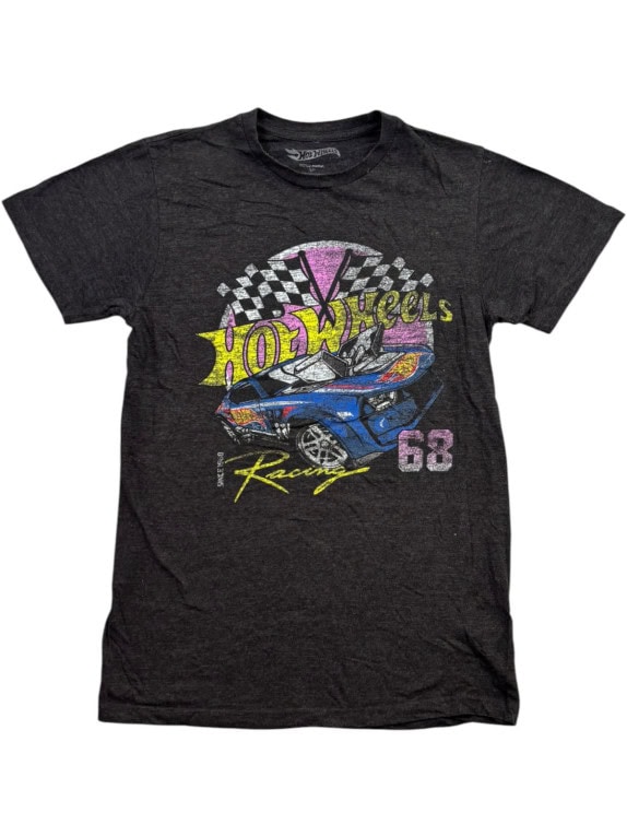 HOT WHEELS GRAPHIC T SHIRT RACING CHARCOAL MEN PRE OWNED S