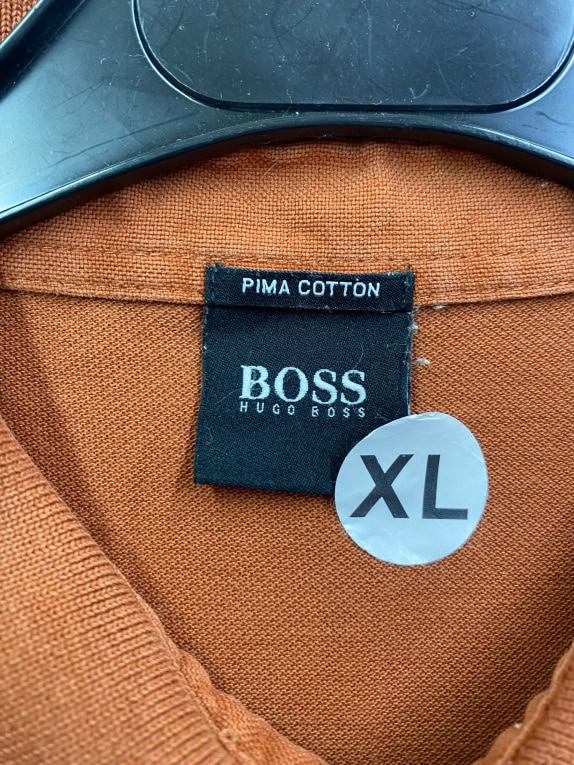 HUGO BOSS POLO ΜΠΛΟΥΖΑ ΜΑΚΡΥΜΑΝΙΚΗ PIMA COTTON LOGO BURNT ORANGE ΑΝΔΡΙΚΗ XL