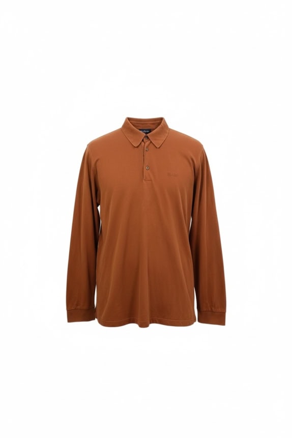 HUGO BOSS POLO ΜΠΛΟΥΖΑ ΜΑΚΡΥΜΑΝΙΚΗ PIMA COTTON LOGO BURNT ORANGE ΑΝΔΡΙΚΗ XL