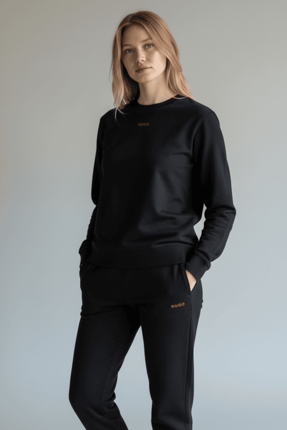 HUGO Women’s Black Tracksuit Set (Sweatshirt & Pants) Size L