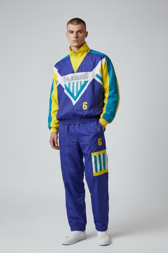 Hummel Set tuta vintage con logo blu/giallo unisex L