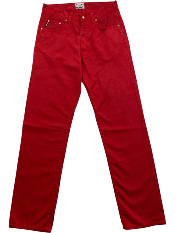 ICEBERG JEANS pantaloni vintage con patch logo rosso da uomo S