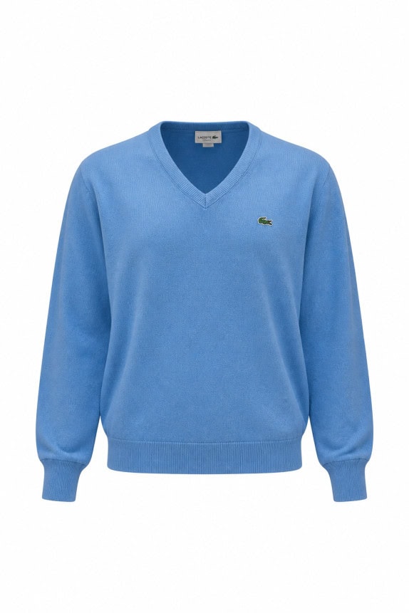 1980S IZOD LACOSTE MAGLIONE V NECK VINTAGE AZZURRO UOMO PRE OWNED L