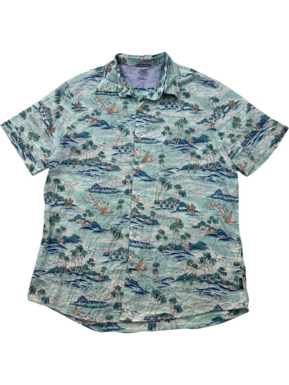 IZOD ΠΟΥΚΑΜΙΣΟ HAWAIIAN PRINT ΑΝΟΙΧΤΟ ΓΑΛΑΖΙΟ ΑΝΤΡΙΚΟ PRE OWNED L