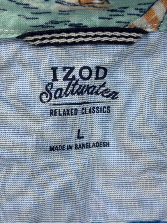 IZOD ΠΟΥΚΑΜΙΣΟ HAWAIIAN PRINT ΑΝΟΙΧΤΟ ΓΑΛΑΖΙΟ ΑΝΤΡΙΚΟ PRE OWNED L