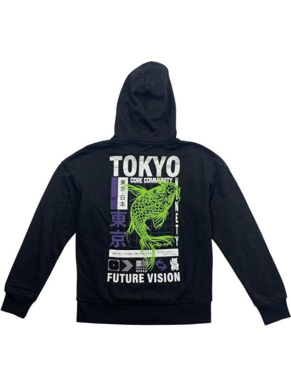 JACK & JONES CORE ΦΟΥΤΕΡ ΜΕ ΚΟΥΚΟΥΛΑ CASUAL TOKYO ΛΟΓΟΤΥΠΟ ΜΑΥΡΟ ΑΝΔΡΙΚΟ S