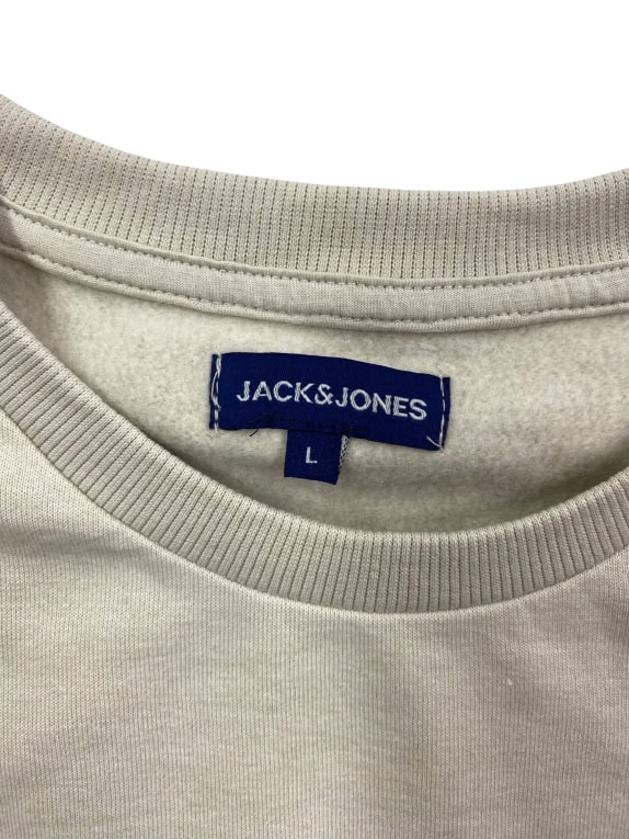 JACK & JONES Sweatshirt CASUAL Embroidered Logo Beige Men’s L