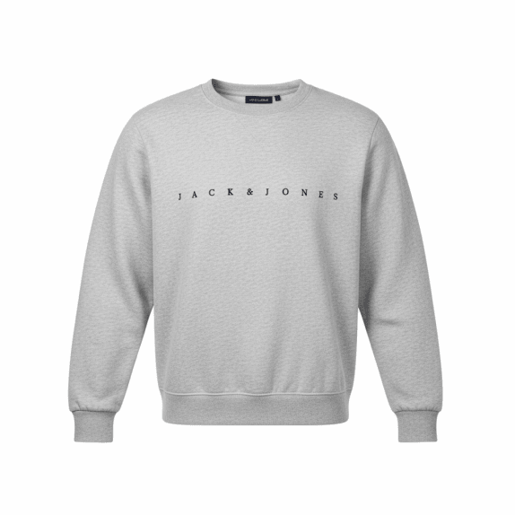 JACK & JONES Φούτερ Crewneck Casual Logo Γκρι Ανδρικό L