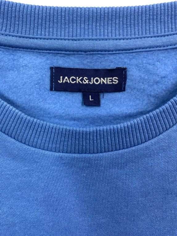 JACK & JONES Φούτερ Crewneck Casual Μονόχρωμο Μπλε Ανδρικό L