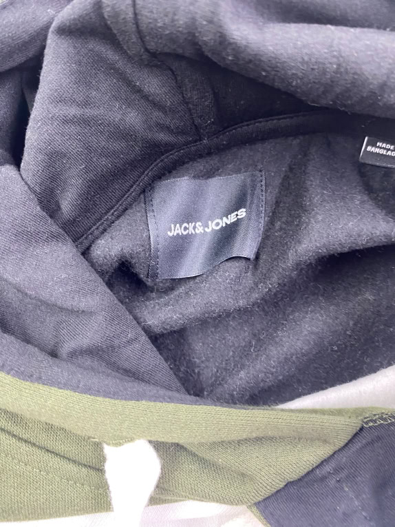 Jack & Jones Φούτερ Hoodie Colorblock Casual Logo Χακί Μαύρο Ανδρικό L