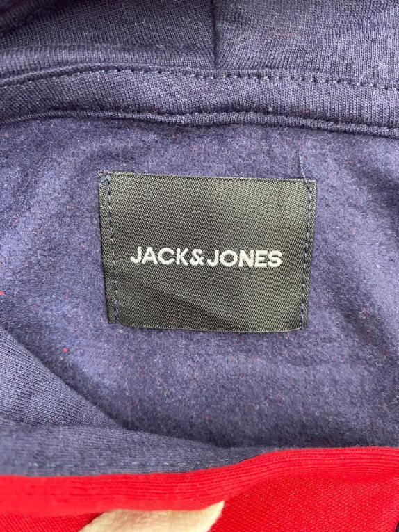 JACK & JONES FELPA CON CAPPUCCIO COLORBLOCK ROSSO/BIANCO/NAVY DA UOMO XL
