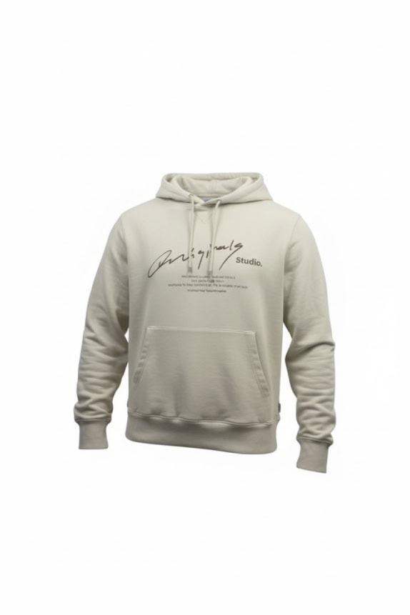 JACK & JONES ORIGINALS STUDIO HOODIE OFF-WHITE MEN'S LARGE