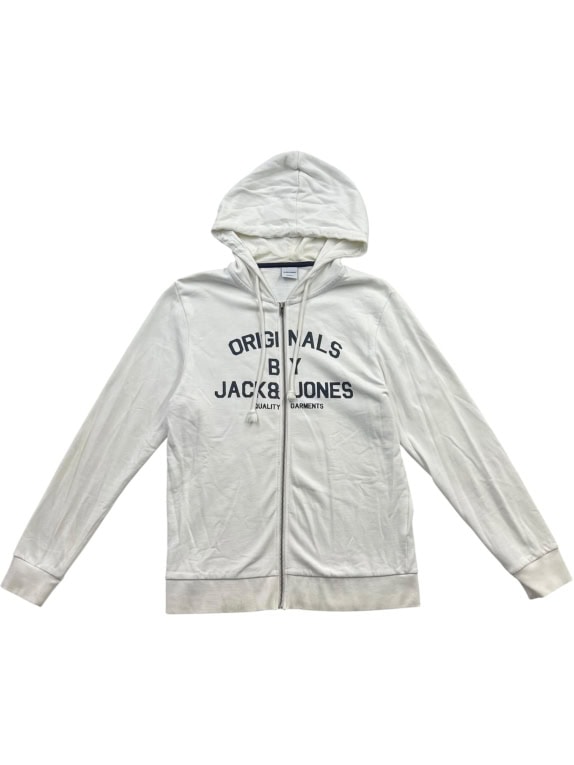 Jack & Jones Hoodie Zip-Up Logo Λευκό Unisex L