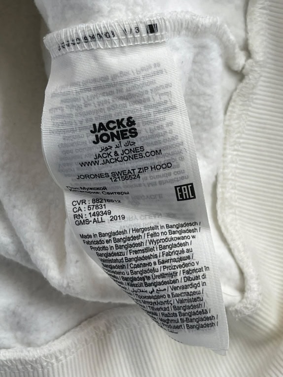Jack & Jones Hoodie Zip-Up Logo Λευκό Unisex L