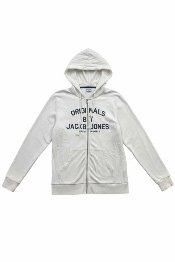 Jack & Jones Hoodie Zip-Up Logo Λευκό Unisex L