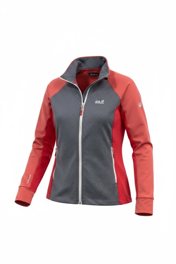 Jack Wolfskin Zip-Up Fleece Jacket Grey/Coral Unisex
