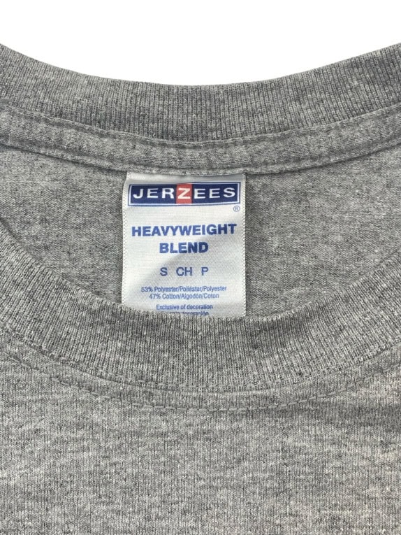 JERZEES GRAPHIC T SHIRT SPORTSWEAR ΓΚΡΙ UNISEX PRE OWNED S