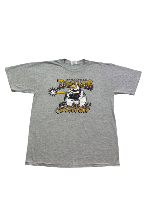 JERZEES GRAPHIC TEE ATHLETIC ΓΚΡΙ UNISEX PRE OWNED L