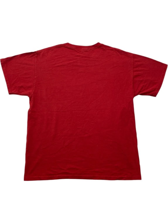 JERZEES GRAPHIC TEE COLLEGIATE RED UNISEX PRE OWNED L