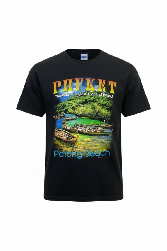 JOLIGOLF T-Shirt Vintage "Phuket Patong Beach" Black Unisex Size L