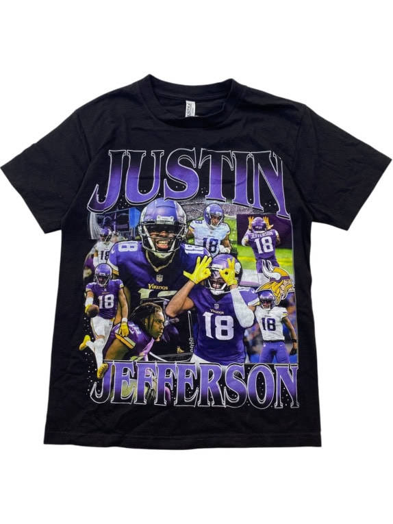 JUSTIN JEFFERSON GRAPHIC TEE STREETWEAR BLACK MEN PRE OWNED S