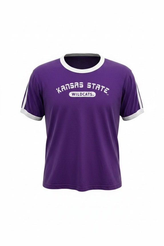 KANSAS STATE RINGER T SHIRT COLLEGIATE PURPLE WOMENS PRE OWNED L