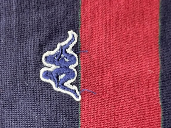 1990S KAPPA POLO SHIRT RIGATO BORDEAUX BLU UOMO PRE OWNED L