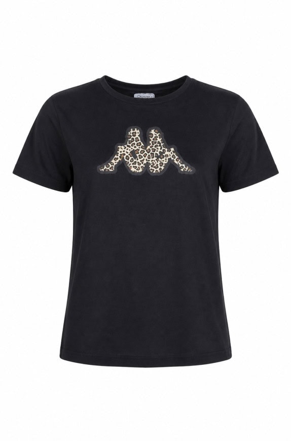 KAPPA T SHIRT GRAPHIC BLACK WOMEN PRE OWNED S