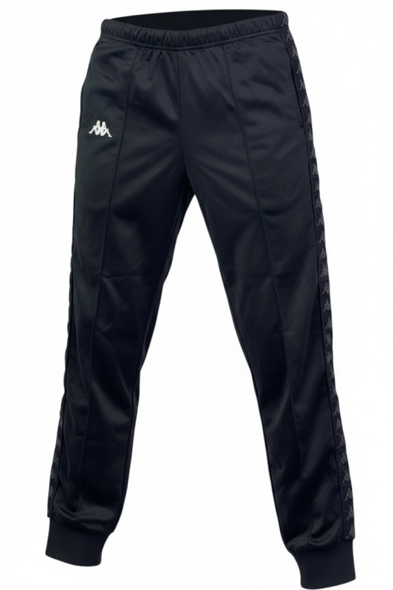 KAPPA TRACK PANTS SPORTSWEAR BLACK UNISEX PRE OWNED