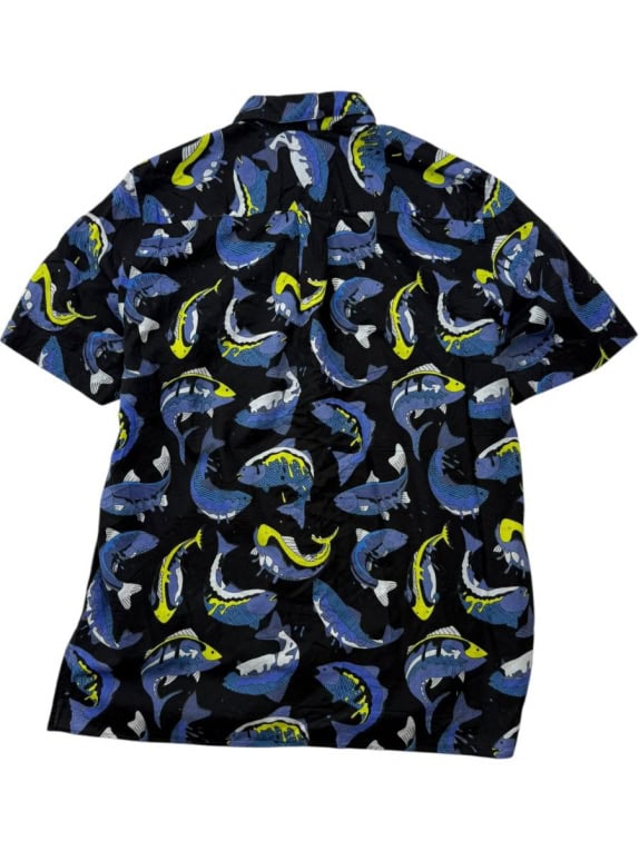 KENZO ΠΟΥΚΑΜΙΣΟ VINTAGE FISH PRINT ΜΑΥΡΟ ΑΝΔΡΙΚΟ M