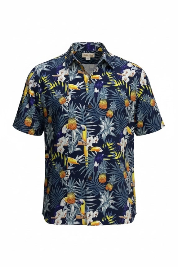 KOKO HEAD CAMICIA HAWAIIAN TROPICAL BLU UOMO PRE OWNED L