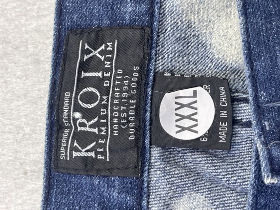 KROYX DENIM SHORTS DESTROYED WASHED BLUE UNISEX PRE OWNED XXXL