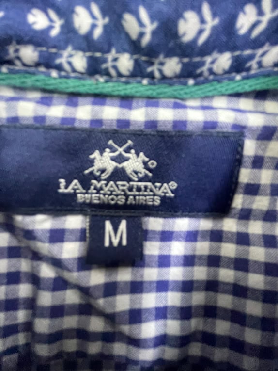 LA MARTINA ΠΟΥΚΑΜΙΣΟ VINTAGE EMBROIDERED LOGO ΜΠΛΕ ΚΑΡΟ ΑΝΔΡΙΚΟ M