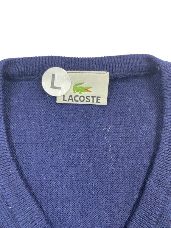 Lacoste Ανδρικό Πουλόβερ Μπλε V-Neck Βαμβακερό Size L