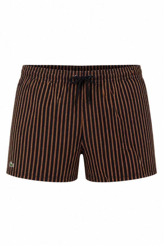 LACOSTE BERMUDA SHORTS STRIPED BLACK BROWN MEN PRE OWNED XL