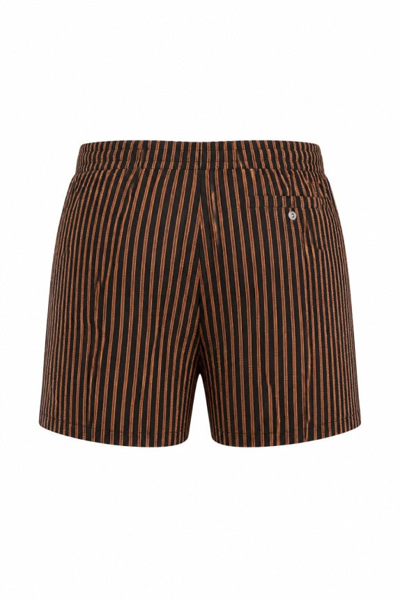 LACOSTE BERMUDA SHORTS STRIPED BLACK BROWN MEN PRE OWNED XL
