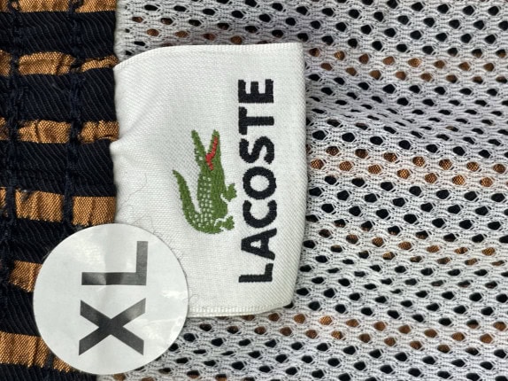 LACOSTE BERMUDA SHORTS STRIPED BLACK BROWN MEN PRE OWNED XL
