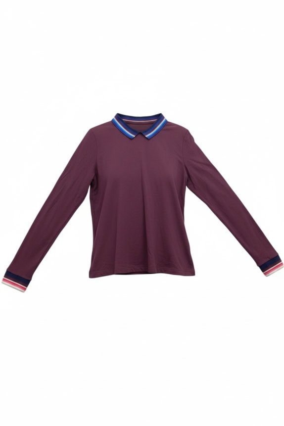 Lacoste Burgundy Μακρυμάνικη Μπλούζα Polo Γυναικεία M